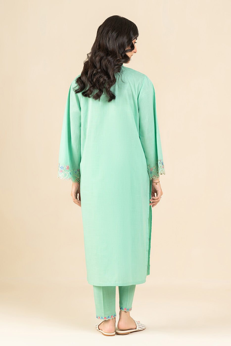 2 PIECE EMBROIDERED TWO WAY SLUB SUIT (PRET)