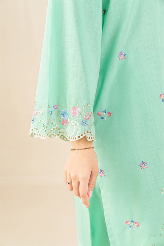2 PIECE EMBROIDERED TWO WAY SLUB SUIT (PRET)