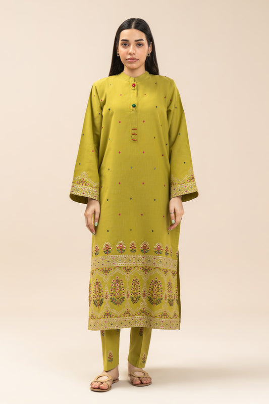 2 PIECE EMBROIDERED SLUB SUIT (PRET)