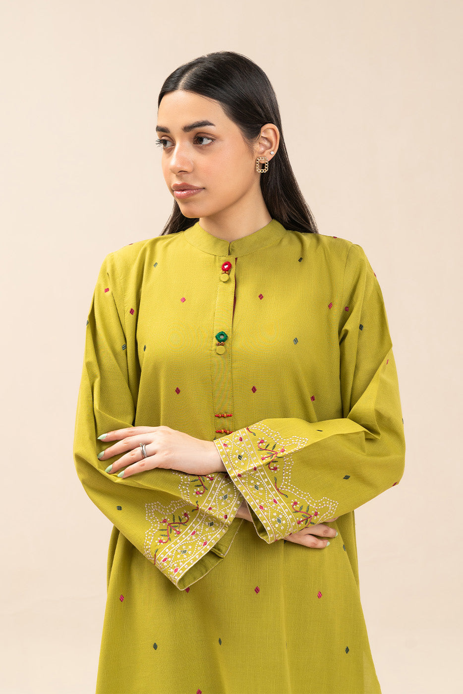 2 PIECE EMBROIDERED SLUB SUIT (PRET)