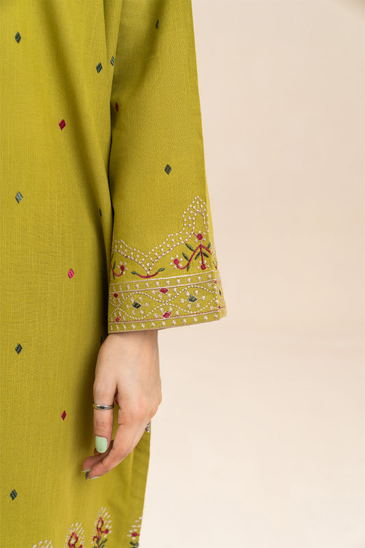 2 PIECE EMBROIDERED SLUB SUIT (PRET)