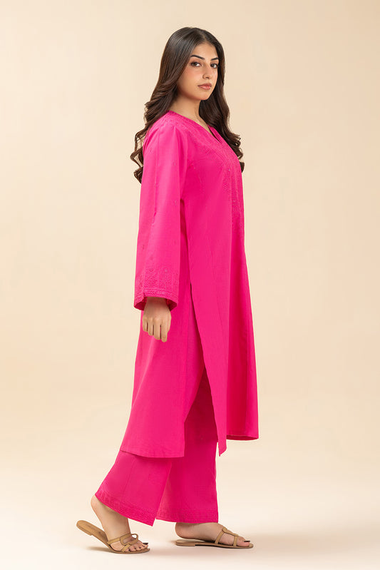2 PIECE EMBROIDERED SLUB SUIT (PRET)