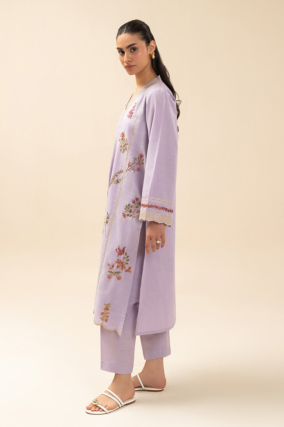 2 PIECE EMBROIDERED TWO WAY SLUB SUIT (PRET)