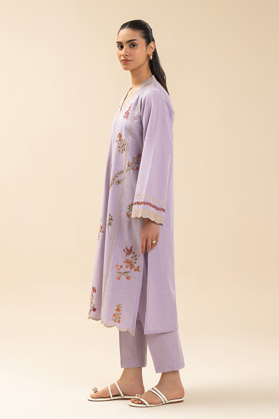 2 PIECE EMBROIDERED TWO WAY SLUB SUIT (PRET)