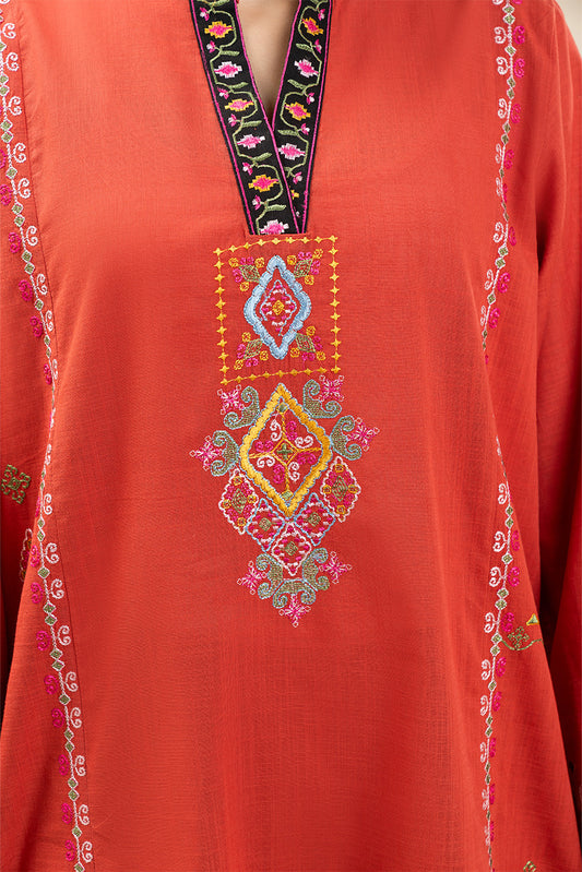 2 PIECE EMBROIDERED TWO WAY SLUB SUIT (PRET)