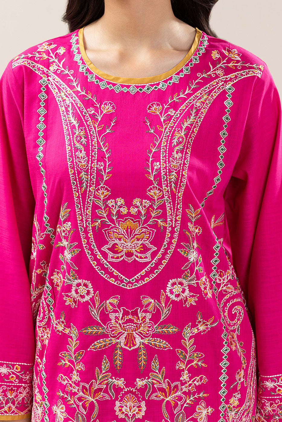 2 PIECE EMBROIDERED TWO WAY SLUB SUIT (PRET)