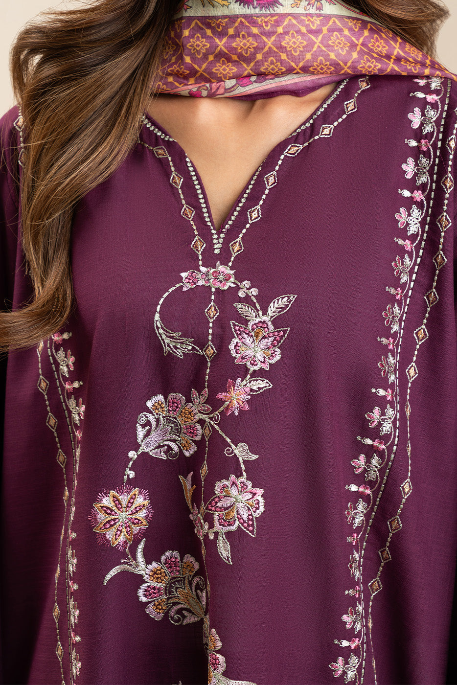 2 PIECE EMBROIDERED TWO WAY SLUB SUIT (PRET)