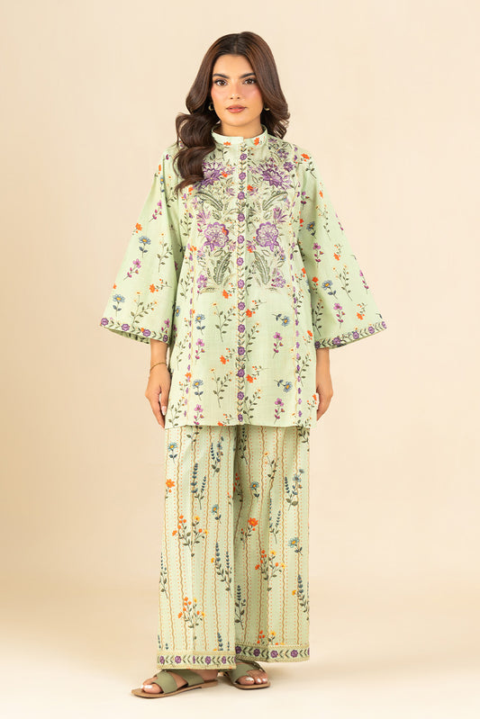 2 PIECE EMBROIDERED TWO WAY SLUB SUIT (PRET)