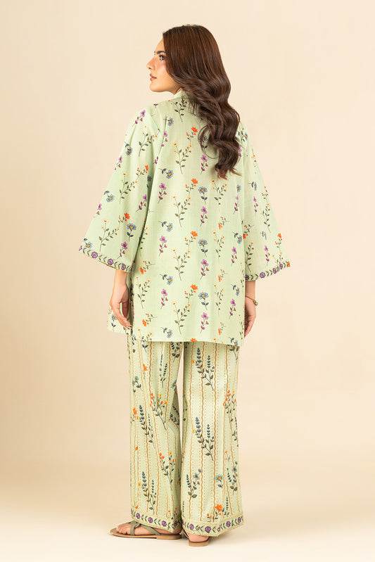 2 PIECE PRINTED TWO WAY SLUB SUIT (PRET)