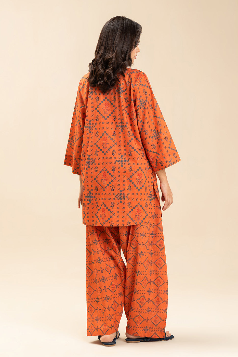 2 PIECE PRINTED TWO WAY SLUB SUIT (PRET)