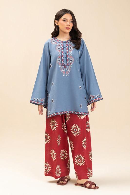 2 PIECE EMBROIDERED SLUB SUIT (FLOW)