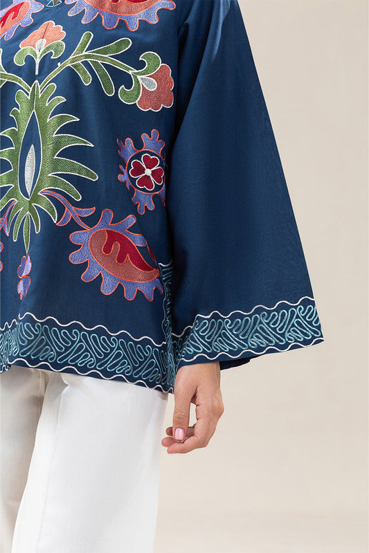 EMBROIDERED YARN DYED TOP (FLOW)