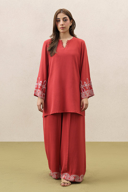 EMBROIDERED POLY CREPE DRESS (FLOW)