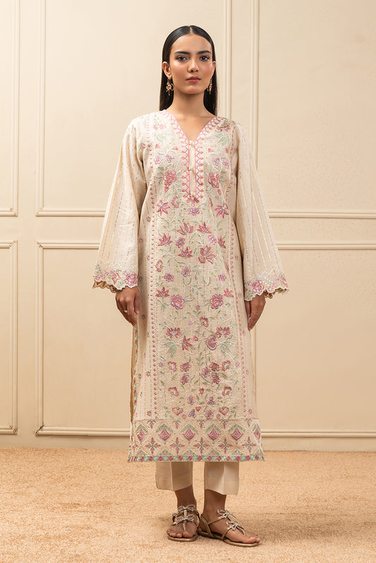 2 PIECE EMBROIDERED DOBBY JACQUARD SUIT (PRET)
