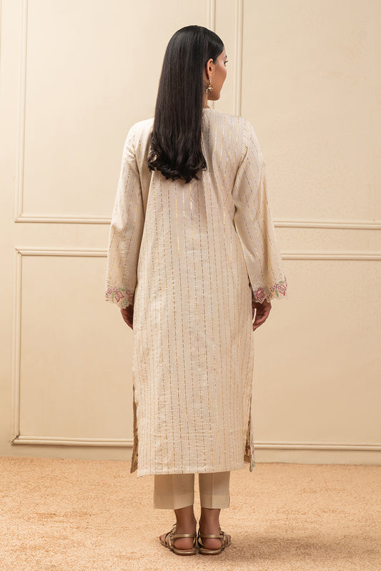 2 PIECE EMBROIDERED DOBBY JACQUARD SUIT (PRET)