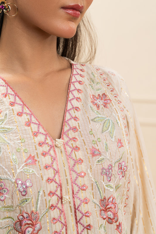 2 PIECE EMBROIDERED DOBBY JACQUARD SUIT (PRET)