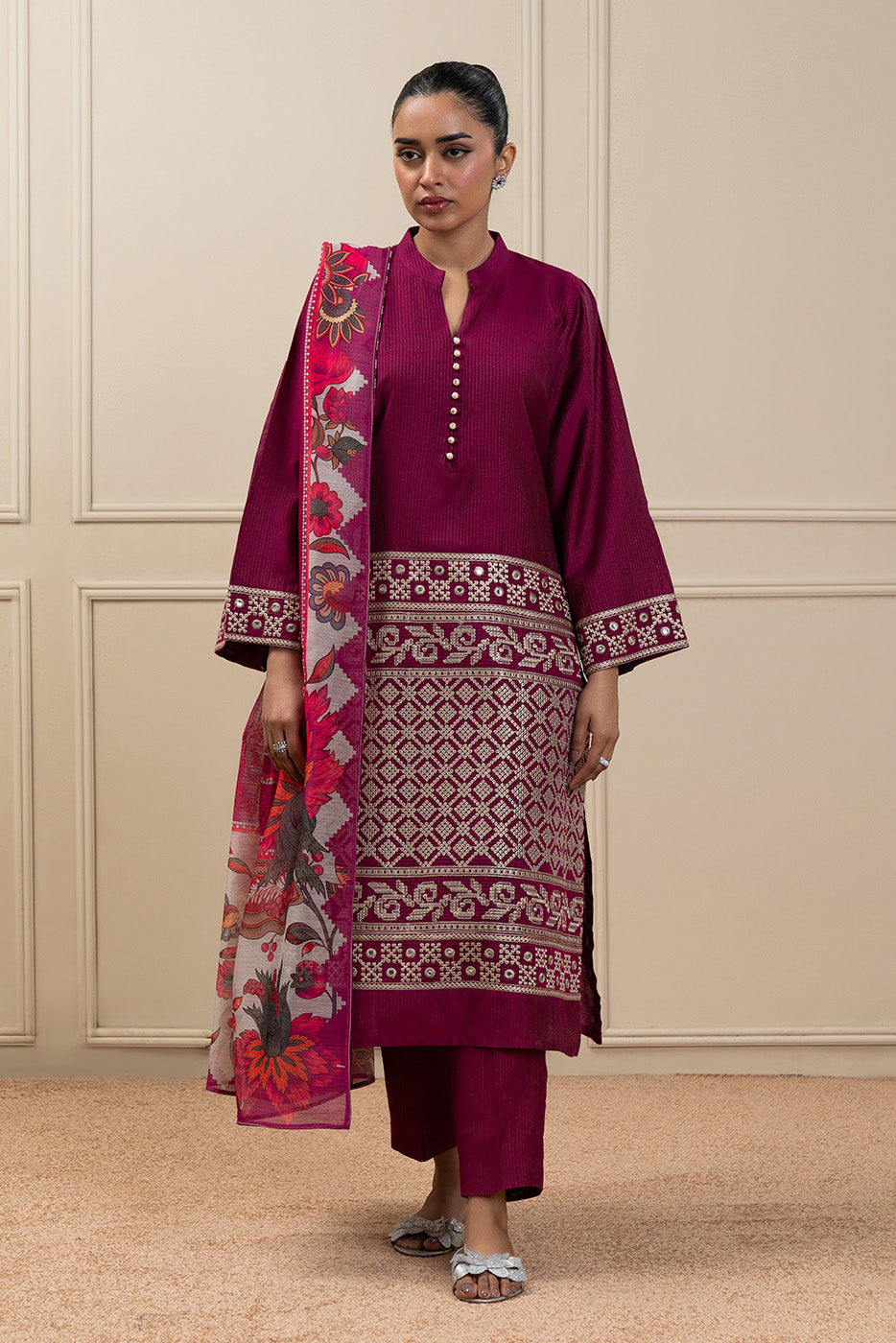 3 PIECE EMBROIDERED TWO TONE MISSOURI SUIT (HIGH CASUAL)