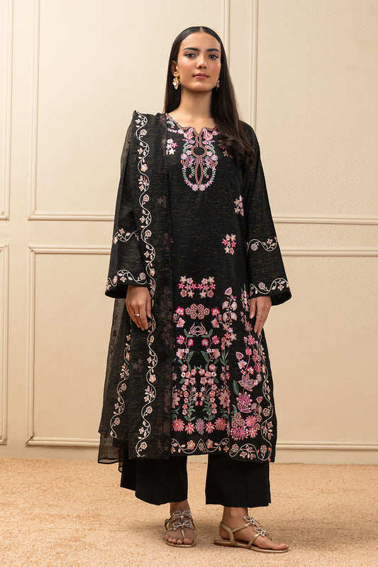 2 PIECE EMBROIDERED RAW SILK SUIT (PRET)