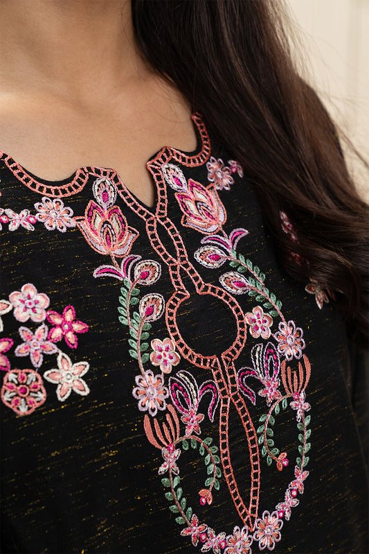 2 PIECE EMBROIDERED RAW SILK SUIT (PRET)