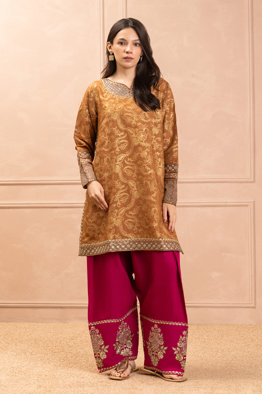 EMBROIDERED RAW SILK SHIRT (LUXURY PRET)