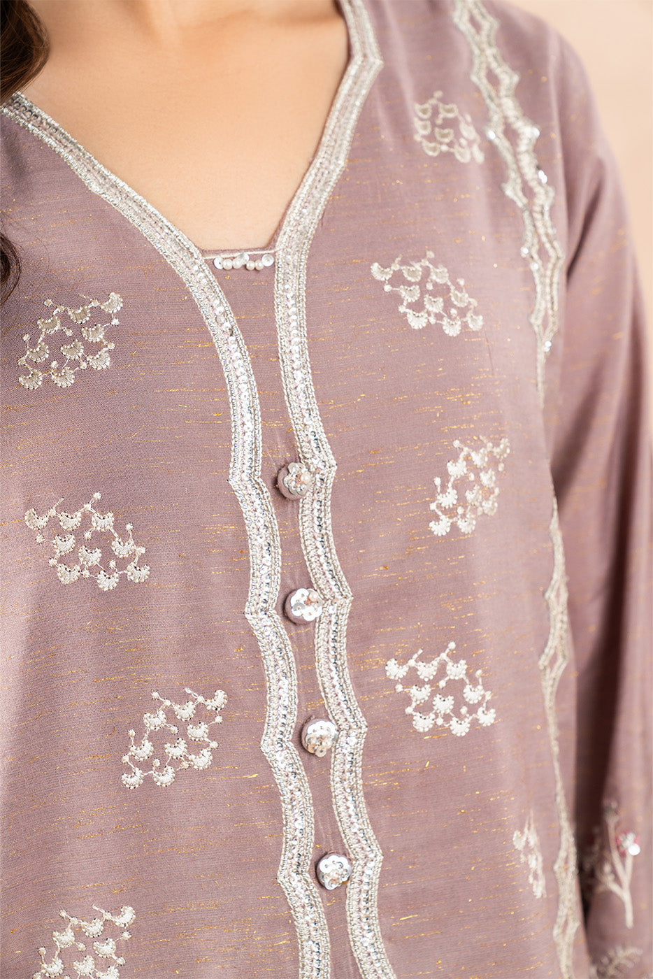 2 PIECE EMBROIDERED ZARI JACQUARD SUIT (LUXURY PRET)