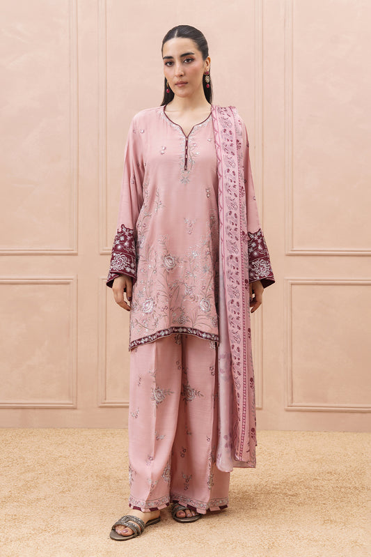 3 PIECE EMBROIDERED RAW SILK SUIT (LUXURY PRET)