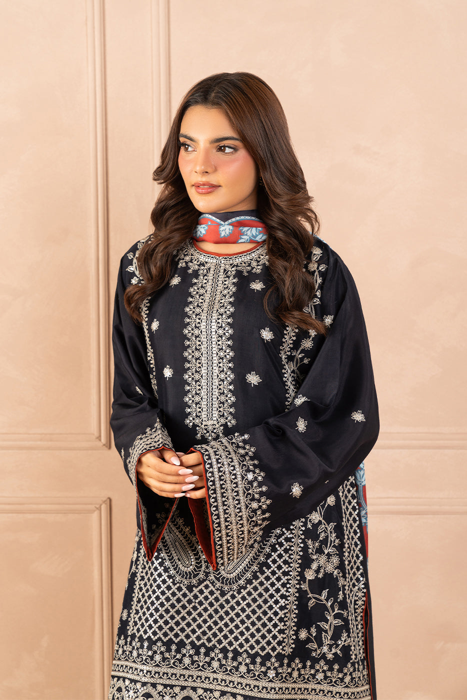 3 PIECE EMBROIDERED RAW SILK SUIT (LUXURY PRET)