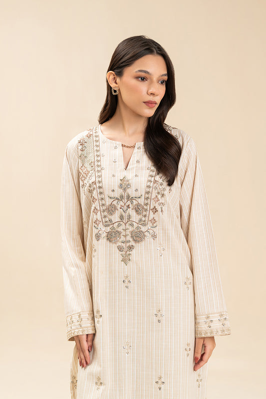 2 PIECE EMBROIDERED DOBBY SUIT (PRET)