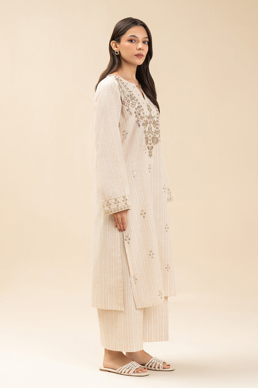 2 PIECE EMBROIDERED DOBBY SUIT (PRET)