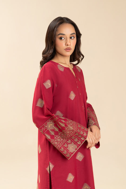 2 PIECE EMBROIDERED LUREX JACQUARD SUIT (PRET)
