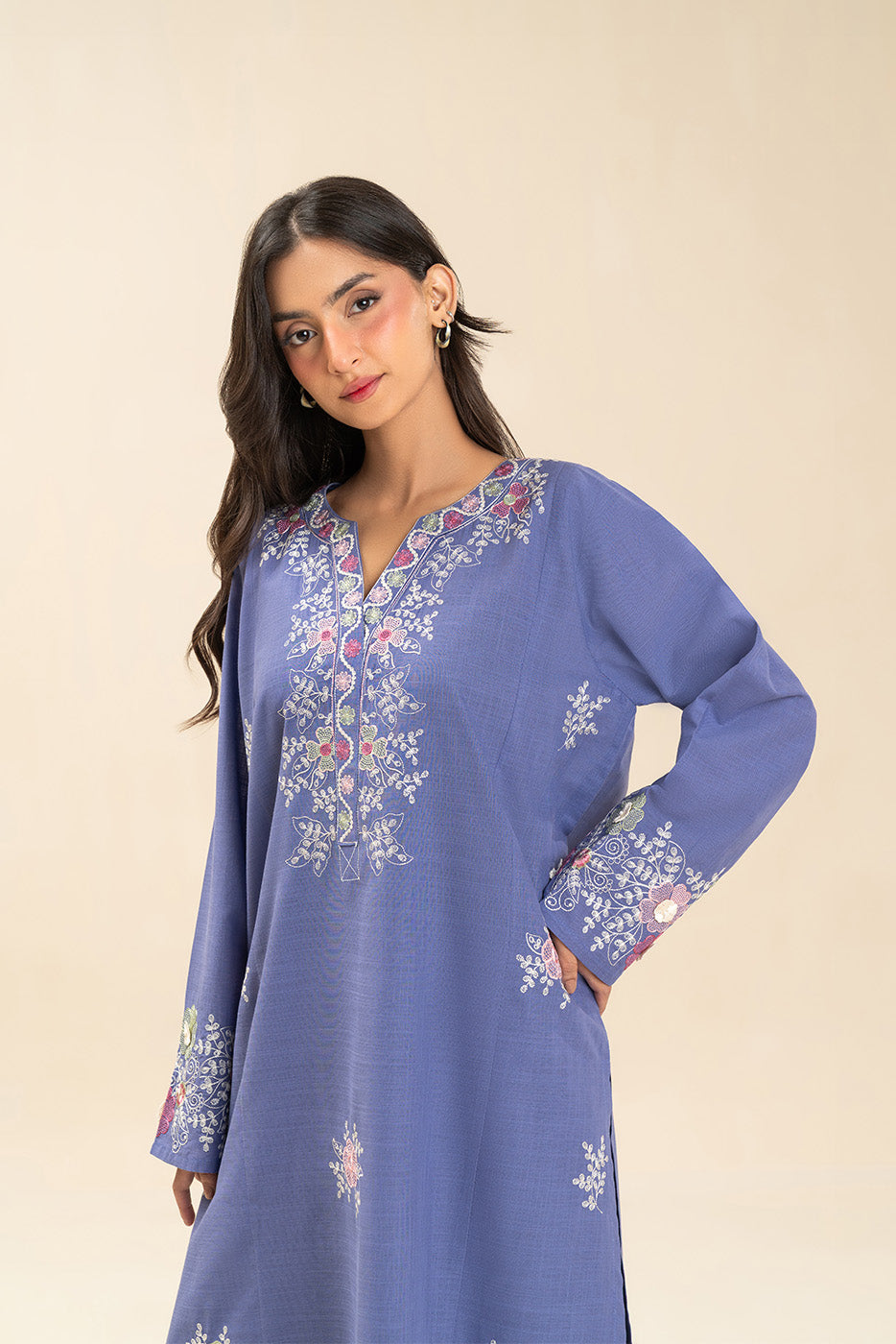 2 PIECE EMBROIDERED TWO WAY SLUB SUIT (PRET)