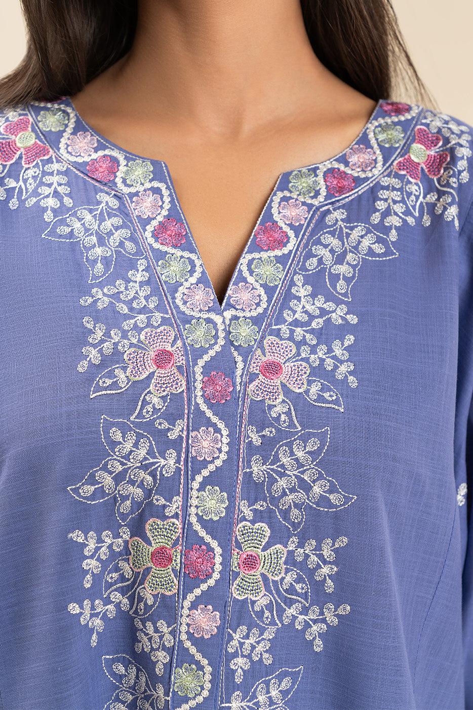 2 PIECE EMBROIDERED TWO WAY SLUB SUIT (PRET)