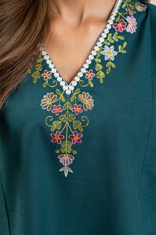 2 PIECE EMBROIDERED TWO WAY SLUB SUIT (PRET)