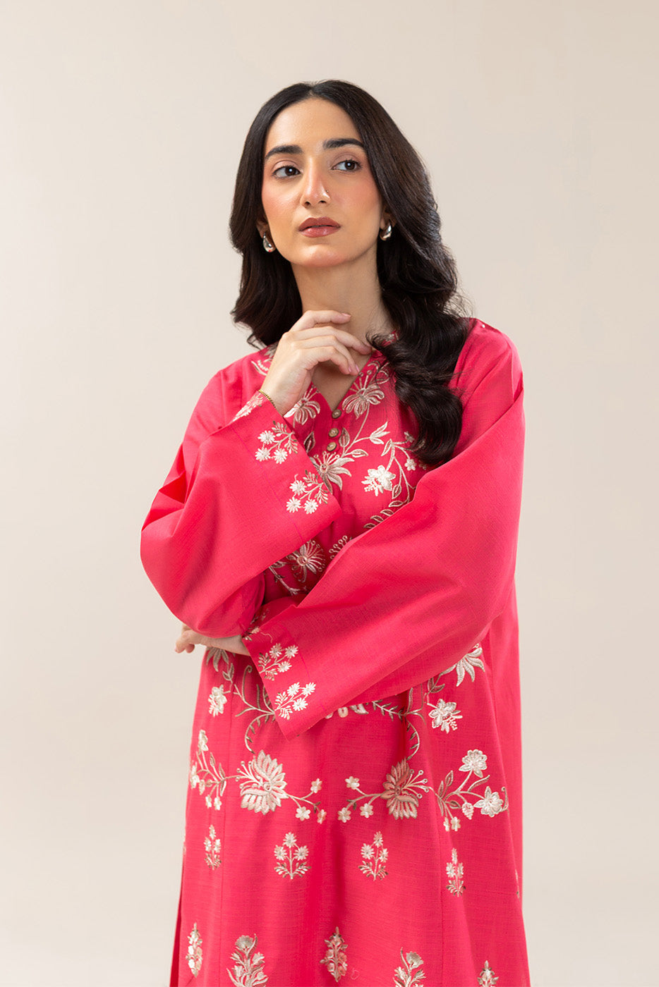 2 PIECE EMBROIDERED TWO WAY SLUB SUIT (PRET)