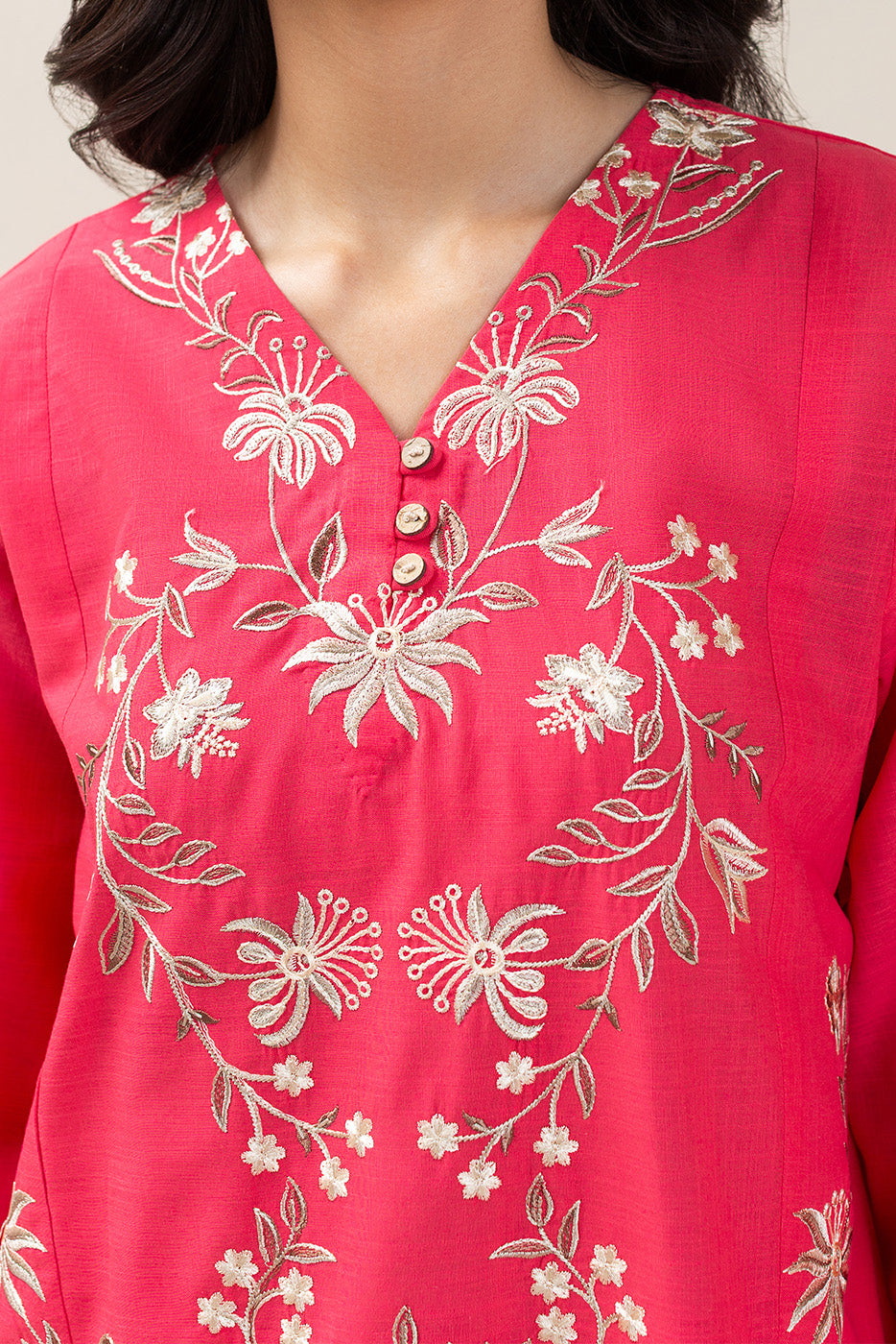 2 PIECE EMBROIDERED TWO WAY SLUB SUIT (PRET)