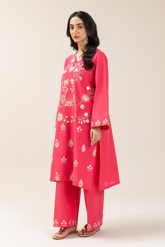 2 PIECE EMBROIDERED TWO WAY SLUB SUIT (PRET)