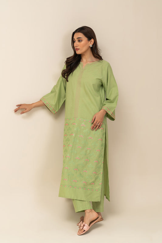 2 PIECE EMBROIDERED NEON NEPS SUIT (PRET)