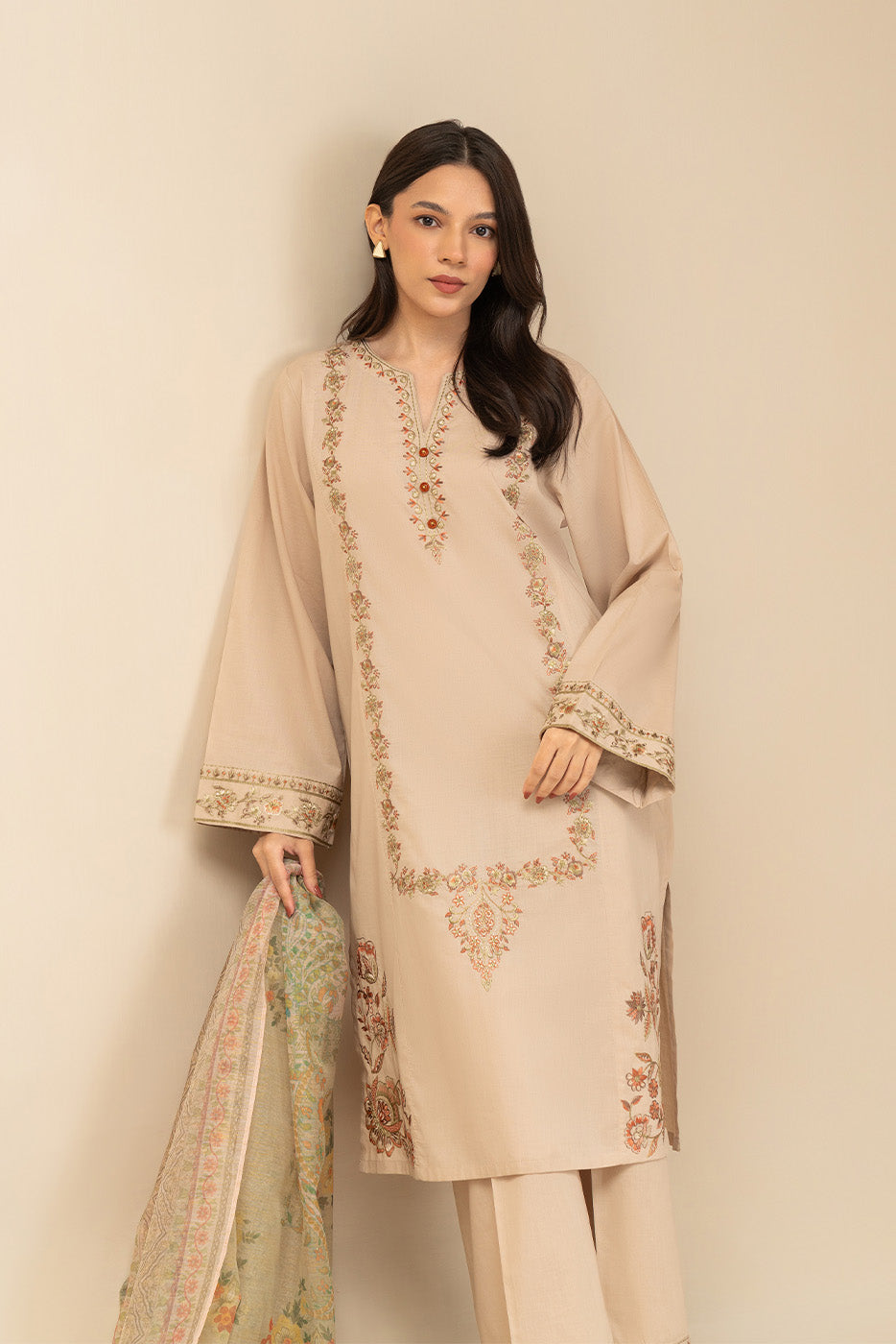 3 PIECE EMBROIDERED LAWN SUIT (PRET)