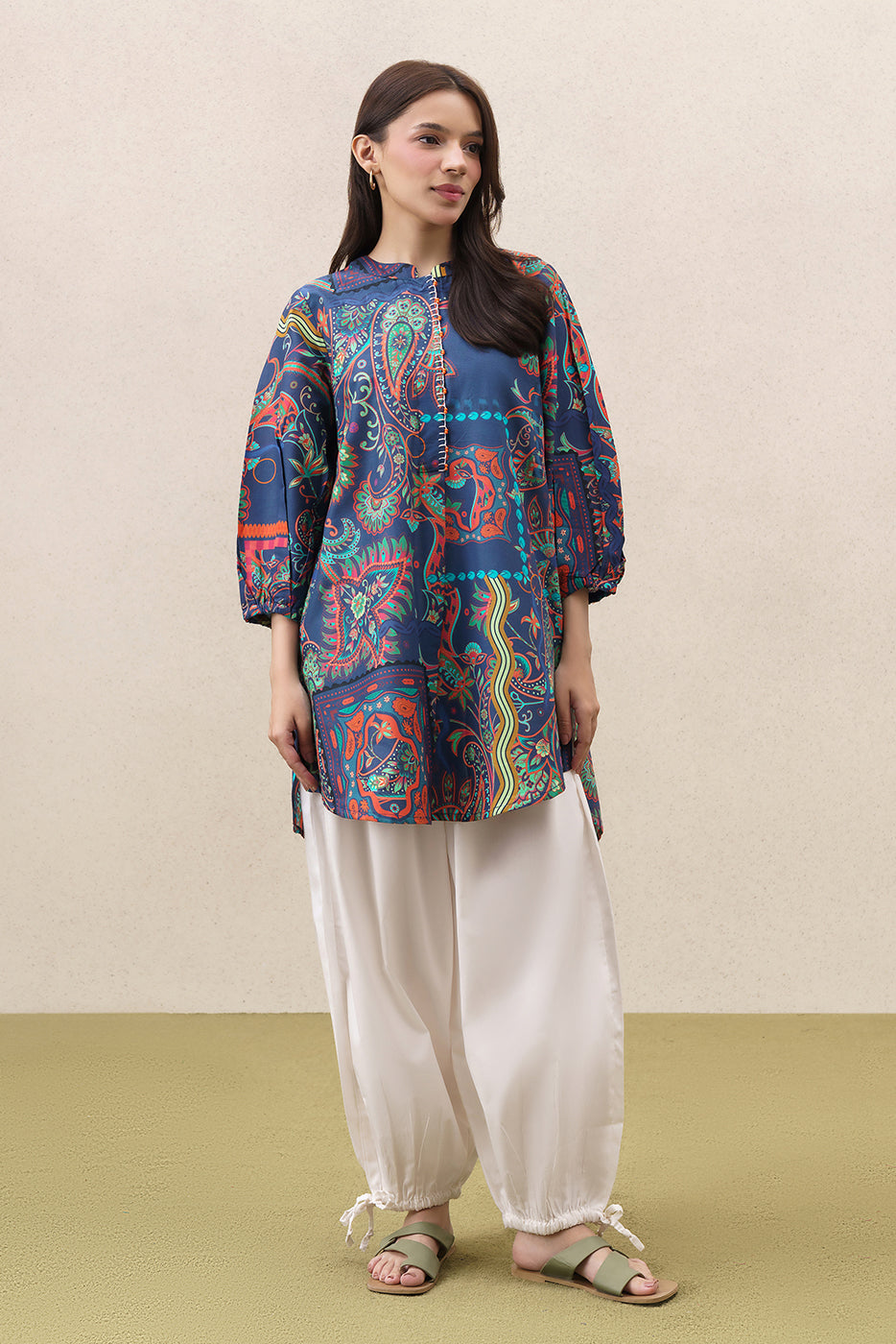 PRINTED TWO WAY SLUB SHIRT (PRET)