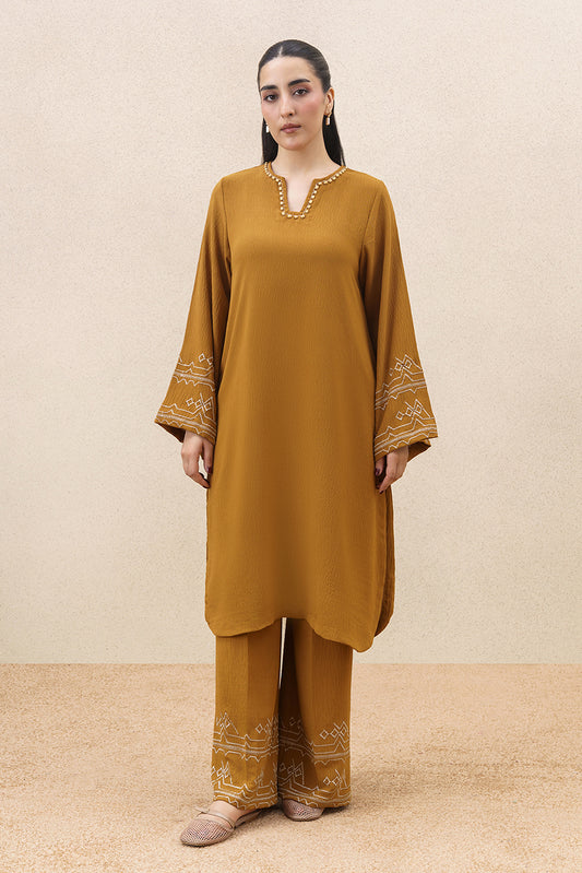 2 PIECE EMBROIDERED POLY CREPE SUIT (FLOW)