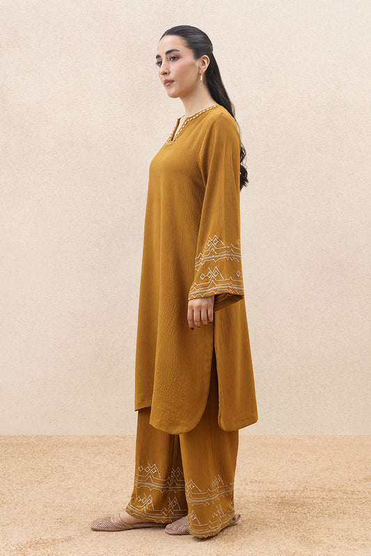 2 PIECE EMBROIDERED POLY CREPE SUIT (FLOW)