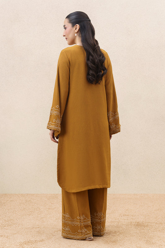 2 PIECE EMBROIDERED POLY CREPE SUIT (FLOW)