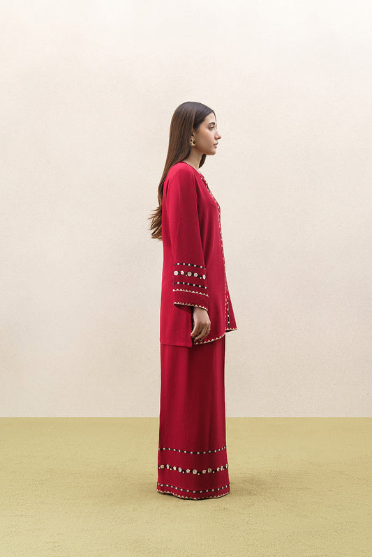 2 PIECE EMBROIDERED POLY CREPE SUIT (FLOW)