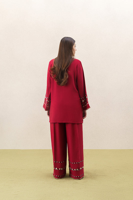 2 PIECE EMBROIDERED POLY CREPE SUIT (FLOW)