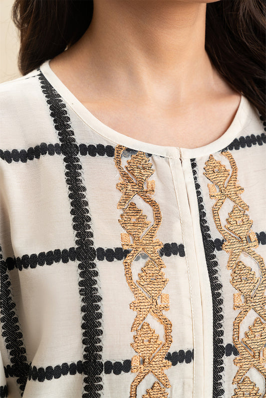 2 PIECE EMBROIDERED BROCHIA JACQUARD SUIT (PRET)