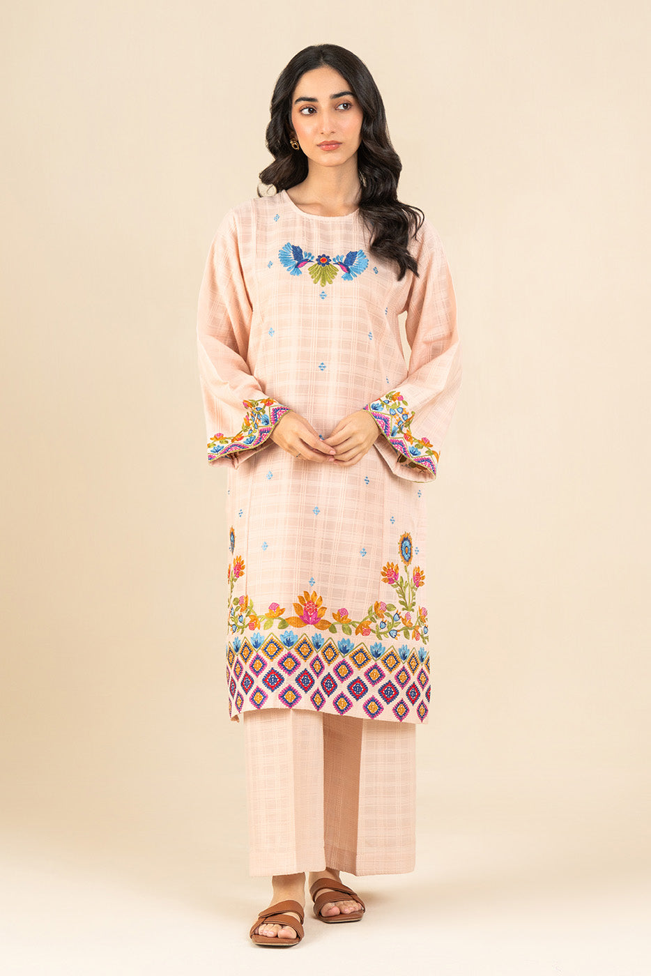 2 PIECE EMBROIDERED DORIA SUIT (PRET)
