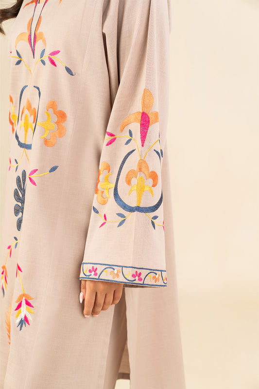 3 PIECE EMBROIDERED SLUB SUIT (PRET)