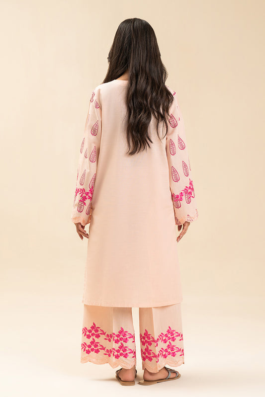 2 PIECE EMBROIDERED SLUB SUIT (PRET)
