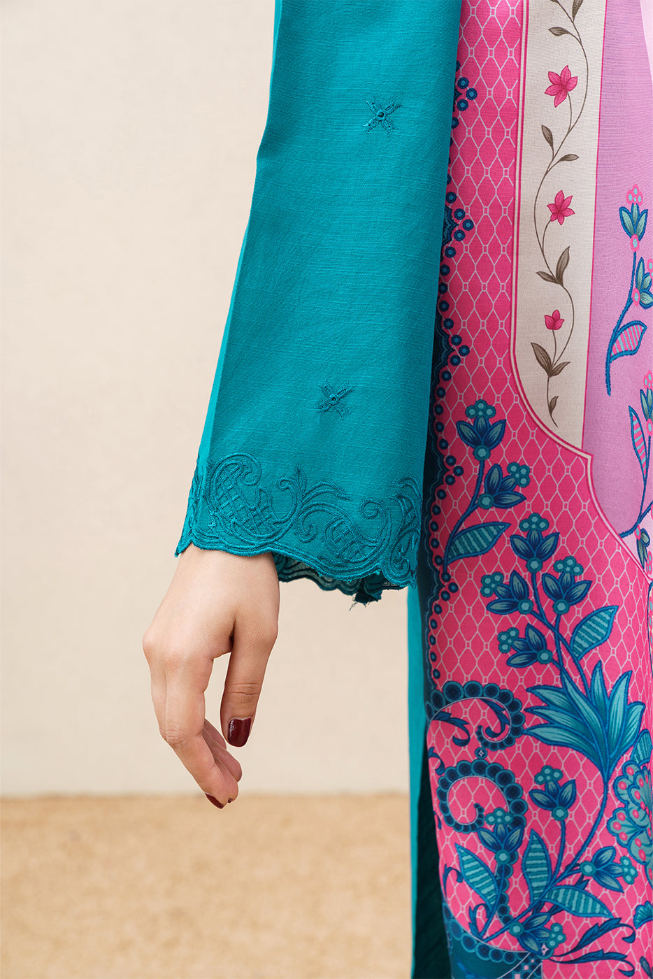 3 PIECE EMBROIDERED SLUB SUIT (PRET)