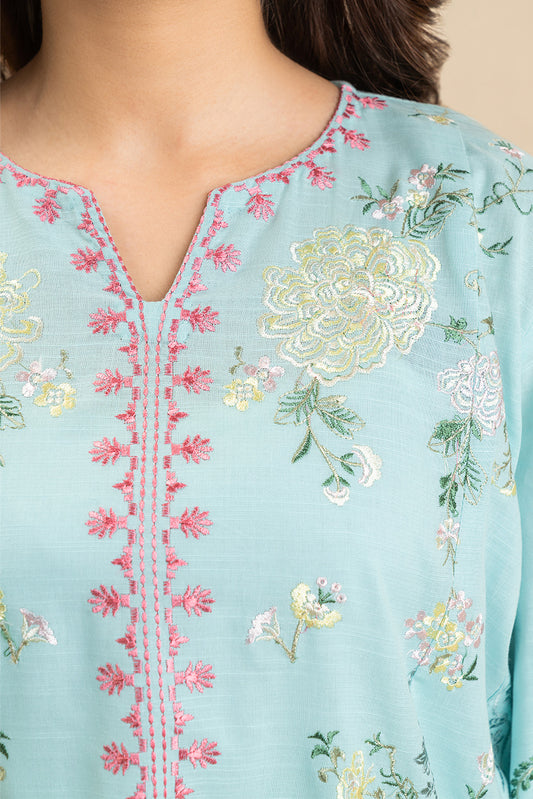 3 PIECE EMBROIDERED SLUB SUIT (PRET)